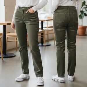 Loft Olive Green Modern Skinny Corduroy Pants Size 14